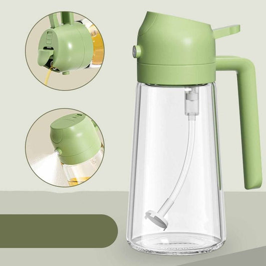 2-in-1 Glass Oil Sprayer & Dispenser Bottle (470ml) – Leak-Proof Mist Spray for Cooking, Baking & Air Fryer