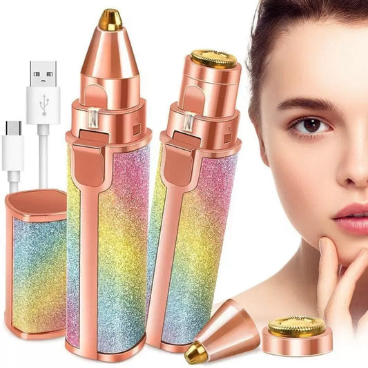 2-in-1 Electric Eyebrow Trimmer & Upper Lip Hair Razor for Women | USB Rechargeable